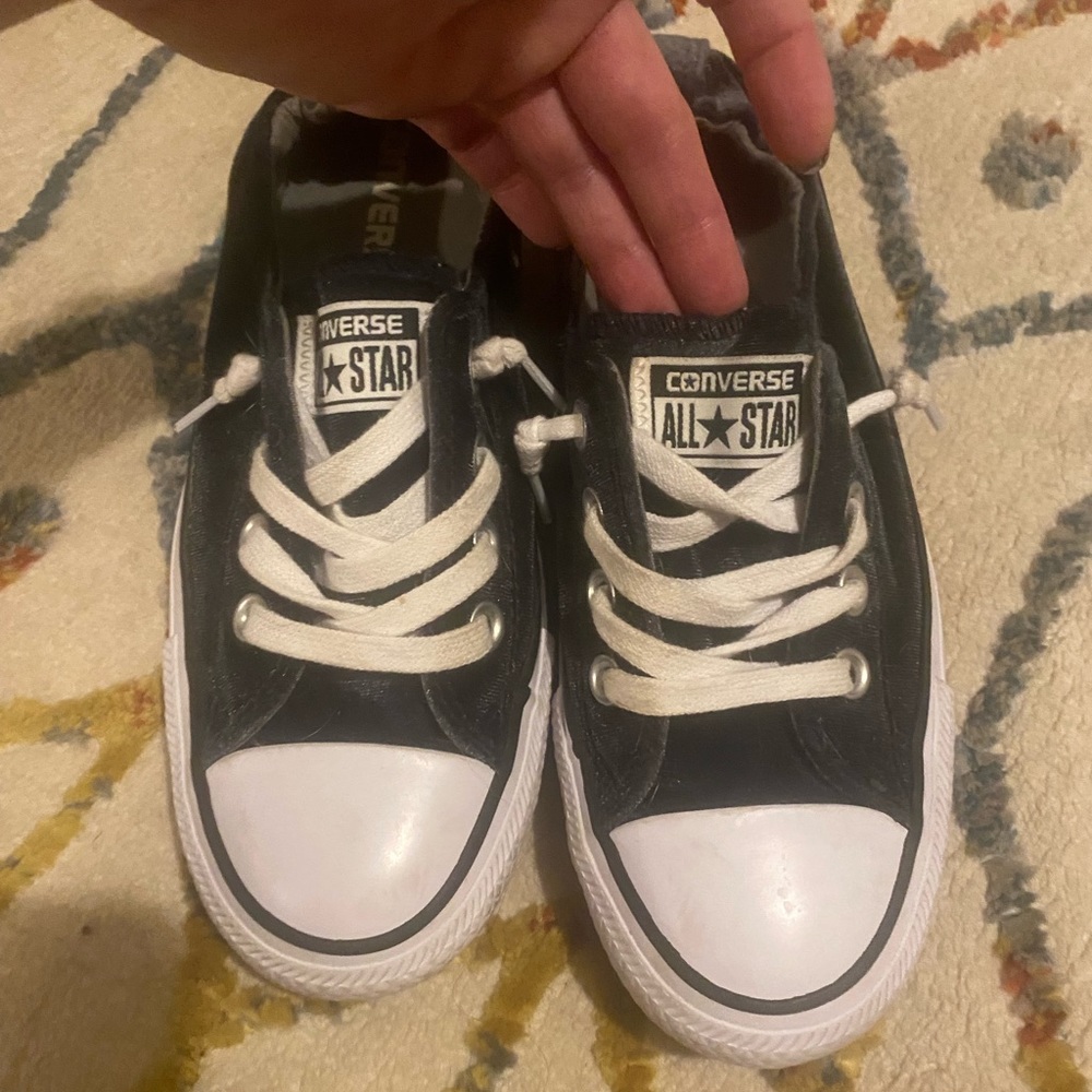 Navy Blue Velvet Converse